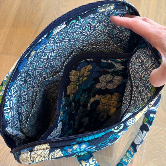 Vera Bradley Mod Floral Blue Quilted Shoulder Bag Purse Tote Retired 2007 - Picture 8 of 9